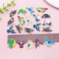 Detalle de dijes de aves de colores en aleación para joyería DIY con regla graduada - Juego de Pájaros de Goteo de Aceite (SN1769) / Juego de 20 Piezas