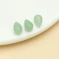 Set of three translucent light green water drop glass beads for DIY jewelry and hair accessories - Small Glass Straight Hole Teardrop Bead (23670)