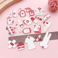 Detaillierte Ansicht von rot-weißen Emaille-Anhängern zum Thema Medizin und Pflegeberufe - Drip Oil Rote Medizinische Serie 20 Stile Set (SN1764) / Set mit 20 Stilen (jeweils 1)
