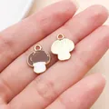 Detail of a brown enamel mushroom charm showing front design and textured gold back - Mushroom (27953) / 1 Piece/Pack (14.5x11.5mm) / Brown
