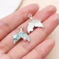 Dijes de cola de sirena verde azulado con perla y estrella para joyería hecha a mano - Estilo Océano de Esmalte Azul Lago (28095) / 1 Pieza