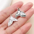 Silver-tone mermaid tail charm with small white pearls for DIY jewelry and phone deco - Mermaid Tail (28085) / 1 Piece / Silver