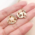 Pendentif étoile nacrée irisée en alliage avec cadre étoile de mer en strass pour bijoux DIY - Étoiles scintillantes / 1 Pièce (19x16x5mm) / KC Or Jaune (28163)