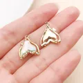 Iridescent dolphin tail pendant with KC gold plating and crystal accents for DIY. - 1 Piece (17x14x4mm) / Gold Blue Fish Tail (28116)
