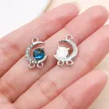 Pendentifs demi-lune argentés avec pierre galaxie bleue et strass pour bijoux DIY créatifs - Lune Planète à Trois Trous (28190) / 1 Pièce (17x11x4mm) / Bleu