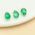 Set of three green glass teardrop pendants for DIY handmade jewelry and Hanfu hairpins - Small Straight Hole Teardrop Bead (23674)