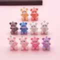 Colgantes de ositos de peluche flocados de colores para hacer joyas y llaveros DIY - Paquete de 10 / Juego de Osos Flocados Mixtos
