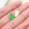 Green enamel chili pepper charm in gold finish for DIY bracelet and necklace making - Chili Pepper (27954) / 1 Piece/Pack (16x7mm) / Green