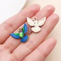 Dijes de aleación de colibrí colorido y pájaro dorado para crear hermosas joyas DIY - Colibrí de Alas Azules (27616) / 1 pieza (19x21mm)