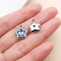 Pendentifs fleur étoile en argent avec cristal bleu pour la création de bijoux DIY. - Bleu