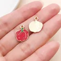 Handcrafted red pepper charm pendant with gold backing for DIY jewelry making projects - Bell Pepper (27955) / 1 Piece/Pack (15.5x12mm) / Red