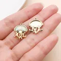 KC gold ocean theme jellyfish charm pendant for DIY necklace and earring jewelry making - Gold Light Blue Jellyfish (28135)