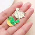 Pendentif en alliage d'oiseau vert mignon avec dos doré texturé pour la bijouterie - Souimanga Vert (27947)