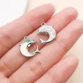 Ciondolo delfino iridescente con intarsio in vetro UV per collane e bracciali fai da te - Delfino Luccicante Oceano (28152) / 1 Pezzo (15x12.5x4mm) / Verde