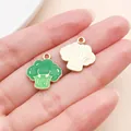 Cute broccoli shaped alloy enamel charm for DIY jewelry making in green and gold - Broccoli (27956) / 1 Piece (17x16mm) / Green