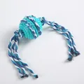 Durable blue dog chew rope ball toy for aggressive chewers and dental health cleaning - Short Rope Ball / Blue