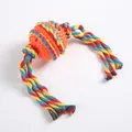 Durable colorful braided cotton rope dog toy with spiked orange rubber teething ball - Short Rope Ball / Orange
