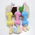 Colorful TPR dog chew toy set with braided rope and fabric strips for pet dental health. - Medium Spiked Bone Cloth Strip