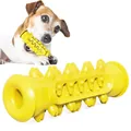 Durable yellow rubber dog molar cleaning chew toy for dental health and active play - Single Core Dental Stick / Yellow