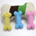 Three colors of spiky TPR bone-shaped dog chew toys for dental health and teething - Small Spiny Bone