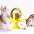Jouet distributeur de nourriture lente en forme de moulin à vent pour chats et petits chiens - Jaune