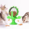 Jouet interactif moulin à vent vert pour chat et distributeur lent avec ventouse de base - Vert
