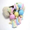 Durable TPR dog chew toy set with colorful cotton rope strips for molar cleaning - Pitted Ball Cloth Strip