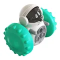 Astronaut-shaped pet slow feeder balance toy in white and teal for cats and dogs - Robot / Lake Blue