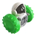 Interactive astronaut-themed pet slow feeder toy with green spiked wheels for dogs and cats - Robot / Green