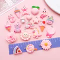 Variety of cute pink resin charms for DIY jewelry with size ruler display - Pink Mixed Set (SN1686) / 20 Pieces Set