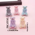 Mini breloques lapin en résine flanquée aux couleurs pastel avec mesures de taille - Set de 5 Lapins (SN1744)