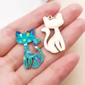 Close-up of vibrant floral cat charms for DIY jewelry held in hand showing detail - Zinc Alloy Fox Cat (22650)
