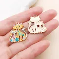 Detailed view of handmade floral enamel cat charms for DIY bracelet and earring making - Zinc Alloy Parent-Child Cat (24893)