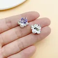 Exquisiter lila Zirkon-Schmetterlingsanhänger mit Perlen für DIY-Schmuckherstellung - 1 Piece (15x14x6mm) / Perlen-Schleife (28439)