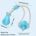 Juguete con ventosa para perros azul con dimensiones y especificaciones de peso - Forma de Muslo de Pollo (Linterna Muslo de Pollo) / Con Ventosa y Cuerda / Azul
