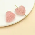 Detailed macro view of pink sugar-textured heart acrylic beads for DIY craft accessories - Heart Style (23733) / 1 Piece (17x20x12mm) / Transparent Medium Pink
