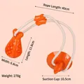 Juguete resistente para perro con ventosa y bola molar naranja con medidas del producto - Forma de Muslo de Pollo (Linterna Muslo de Pollo) / Con Ventosa y Cuerda / Naranja