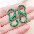 Petits mousquetons à ressort verts en forme de S pour porte-clés et accessoires DIY - Fermoir Double Peint en S (FT200) / 1 Pièce (33x14mm) / Vert foncé