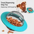 Jouet distributeur de friandises interactif pour chien en forme d'ovni pour stimulation - Bleu