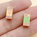 Traditional Chinese style gold alloy spacer beads with Ping Le characters for DIY jewelry making - Four Sided Peace Joy Spacer Bead (28533) / 1 Piece (12.5x6x6mm) / Pink Green Matte Gold
