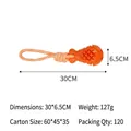 Juguete masticable naranja para perros con asa de cuerda, 30 cm de largo y 6,5 cm ancho - Forma de Muslo de Pollo (Linterna Muslo de Pollo) / Tipo de Cuerda (Sin Ventosa) / Naranja