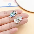 Süßer silberner Eulenanhänger mit blauem Kristallglas für DIY-Schmuckherstellung - Eule (28407) / 1 Stück (24x14x7mm) / Bunte Eule (28407)