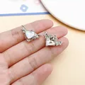 Silberne Glasanhänger in Herzform mit Fledermausflügeln für DIY-Schmuckherstellung - Herz Fledermaus (28408) / 1 Stück (15x23x7.5mm) / Herz Fledermausflügel (28408)