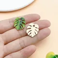 Μενταγιόν φύλλων monstera για κοσμήματα σε πράσινο σμάλτο και χρυσό - Τυπωμένο Φύλλο Μονστέρα (28379) / 1 Τεμάχιο (20x17mm) / Πράσινο