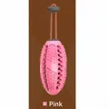 Durable pink rubber pet molar chew toy for dogs featuring cleaning texture and rope - Style B Rugby / Pink