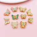 Colorful enamel butterfly alloy spacer beads for DIY handmade jewelry making kits - Vintage Matte Gold Butterfly Spacer Set (SN1826)