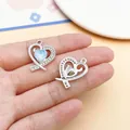 Eleganter blauer herzförmiger Glaslegierungsanhänger für DIY-Halsketten und Armbänder - 1 Stück (23.5x19x5mm) / Buntes Herz (28409)