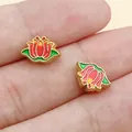 Ciondolo tradizionale a forma di loto in smalto per creazione di gioielli fai-da-te - Perla Distanziatrice Loto Oro Opaco Piccola (22472) / 1 Pezzo/Confezione (10x7mm)