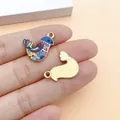 Colorful bohemian bird alloy enamel pendant for DIY jewelry making - 1 Piece (28384) / Dark Blue Print Dove
