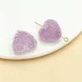 Purple frosted acrylic heart sugar bead accessory with gold pin for DIY jewelry making - Heart Style (23732) / 1 Piece (17x20x12mm) / Transparent Purple